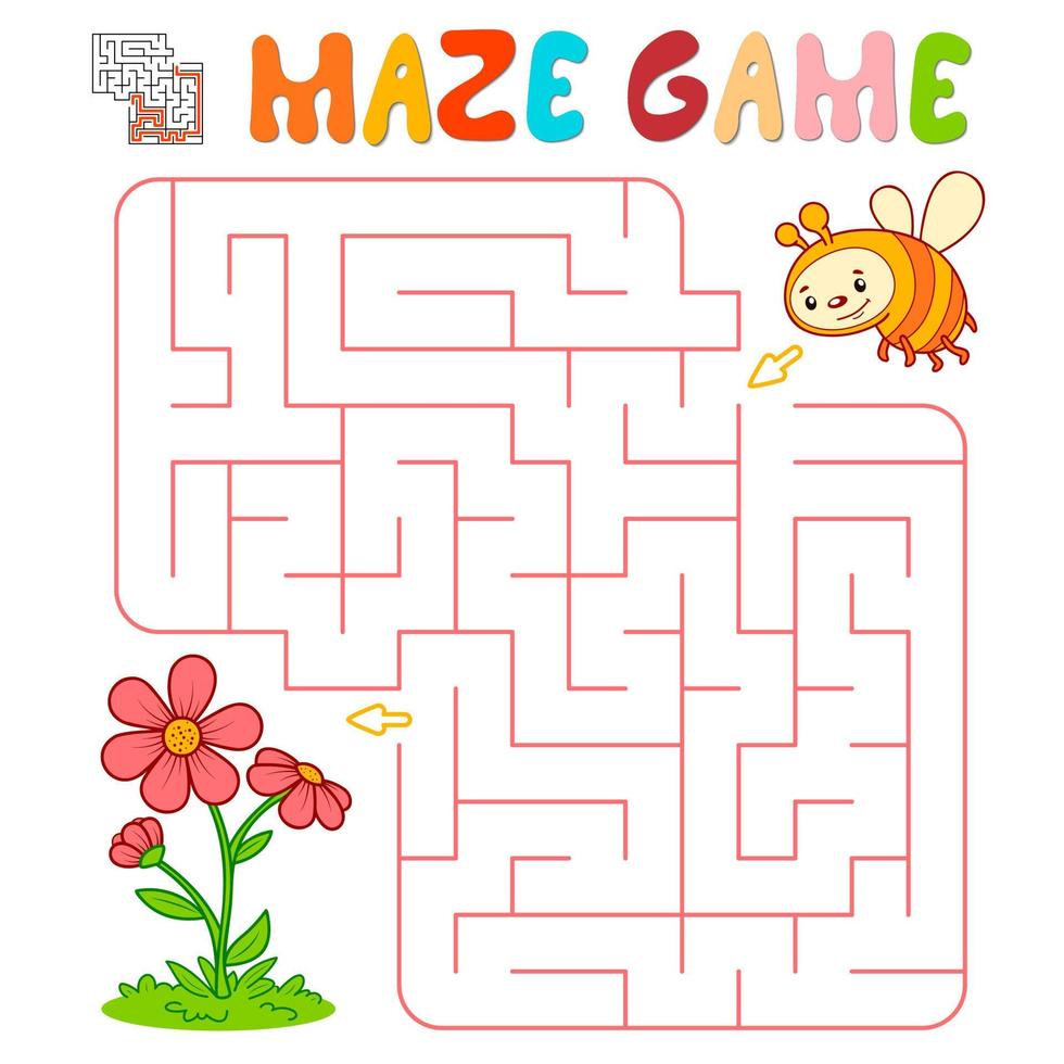 juego de rompecabezas de laberinto para niños. juego de laberinto o laberinto con abeja. vector