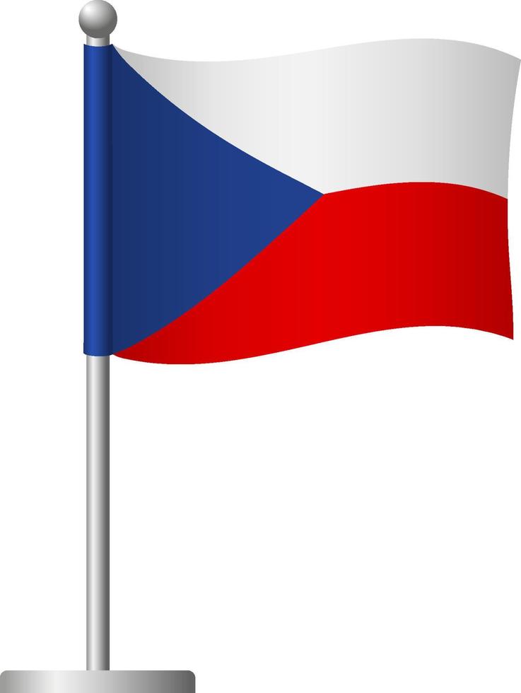 Czech Republic flag on pole icon vector