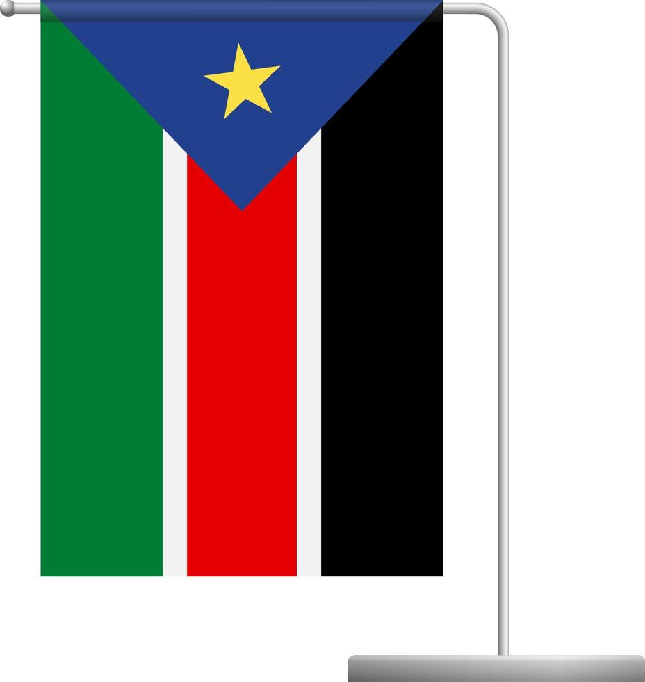 South Sudan flag on pole icon vector