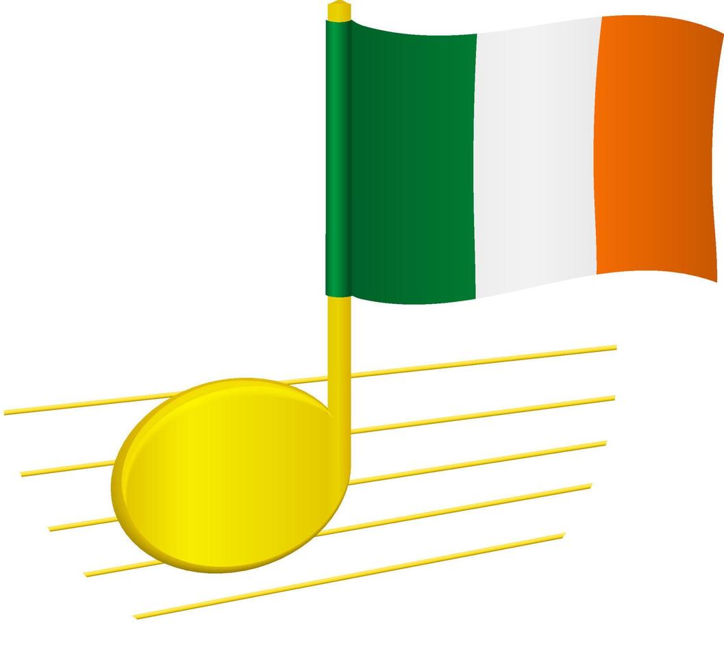 Ireland flag and musical note vector