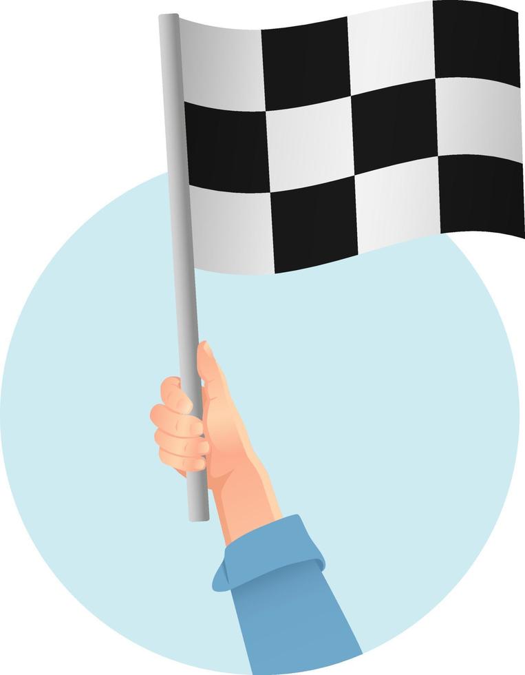 Start flag in hand icon vector