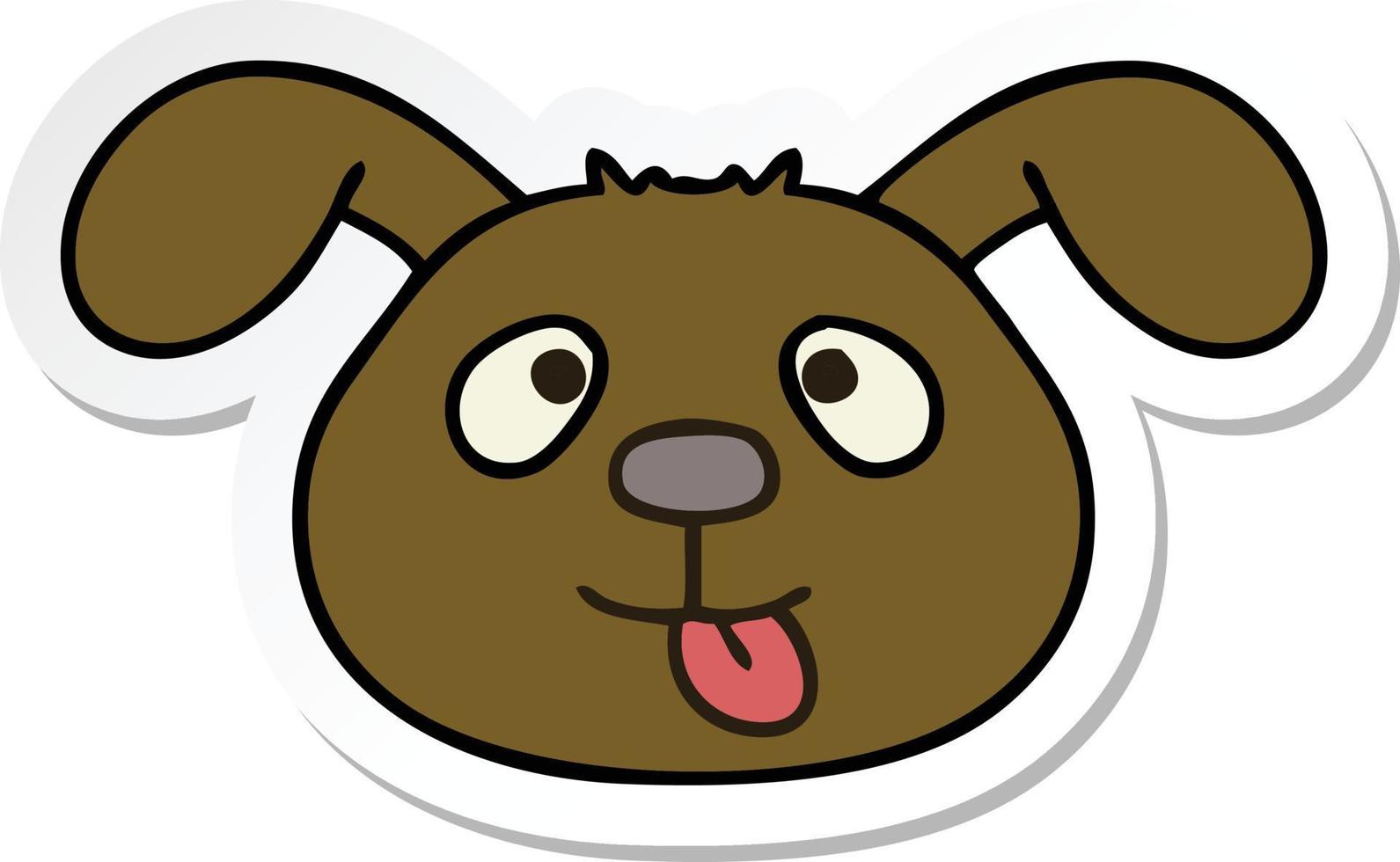 sticker of a quirky hand drawn cartoon dog face vector