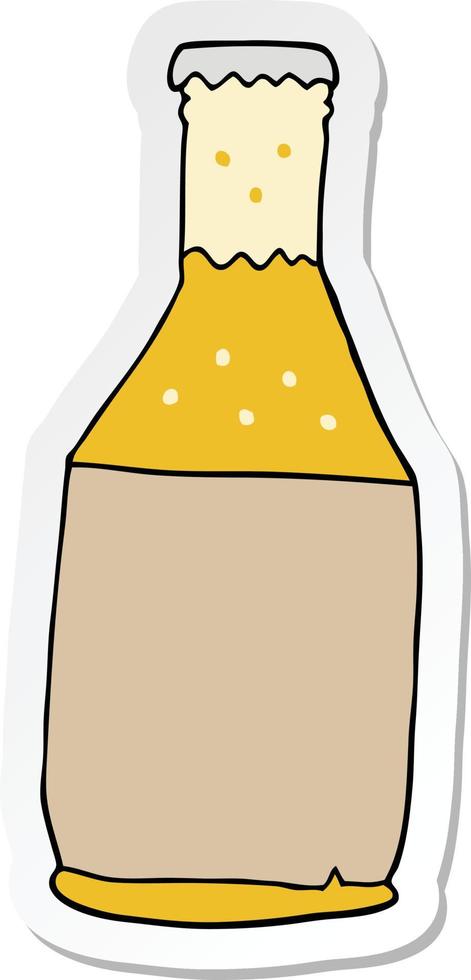 sticker of a cartoon beer bottle vector