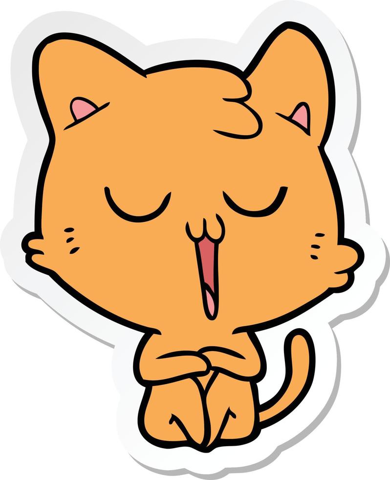 sticker of a cartoon cat singing vector