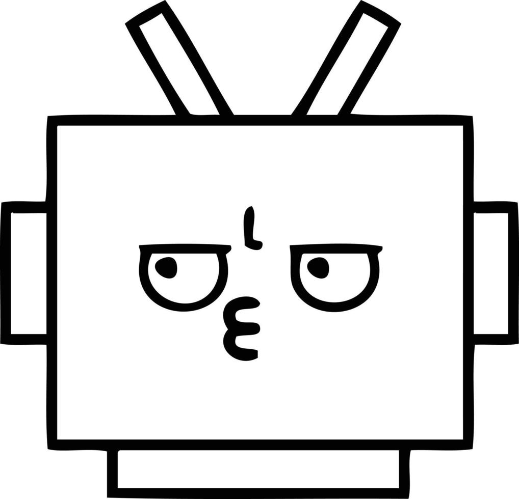 line drawing cartoon robot head vector