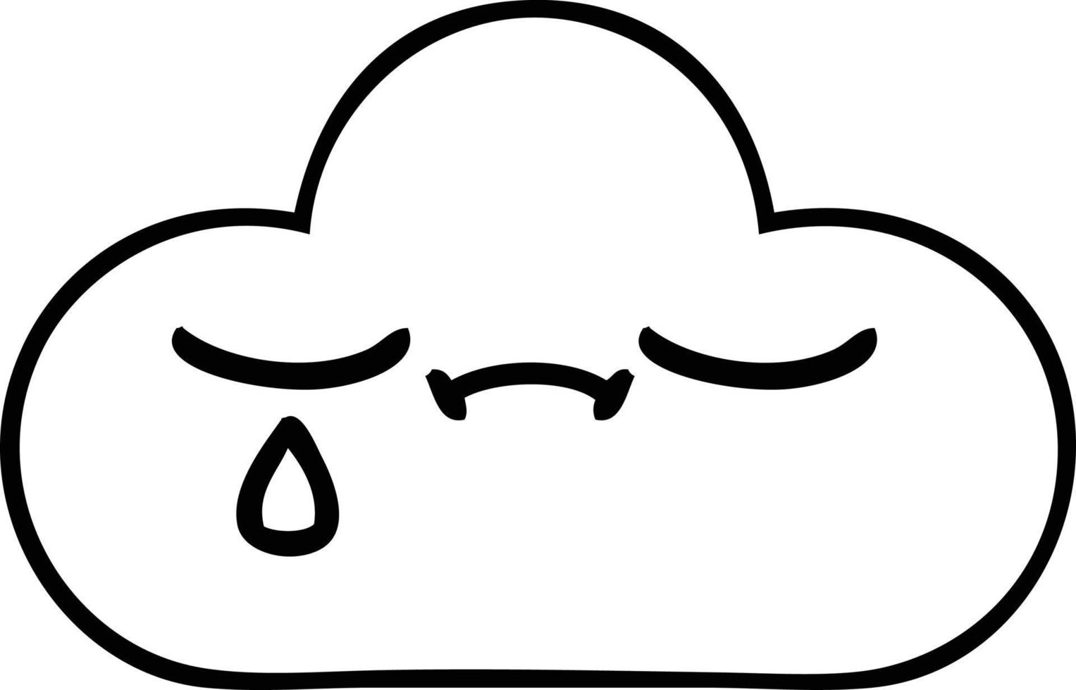 line drawing cartoon sad cloud vector