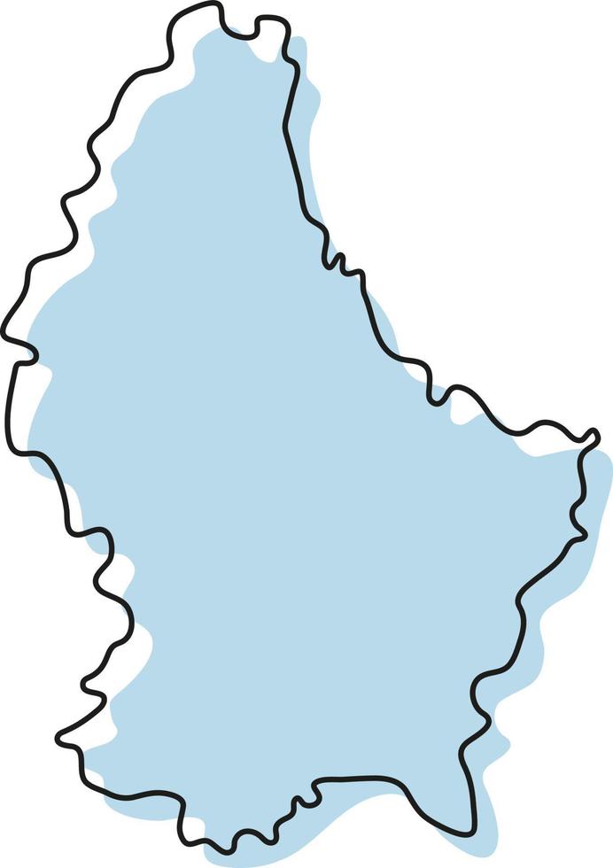 mapa de contorno simple estilizado del icono de luxemburgo. Croquis azul mapa de luxemburgo ilustración vectorial vector