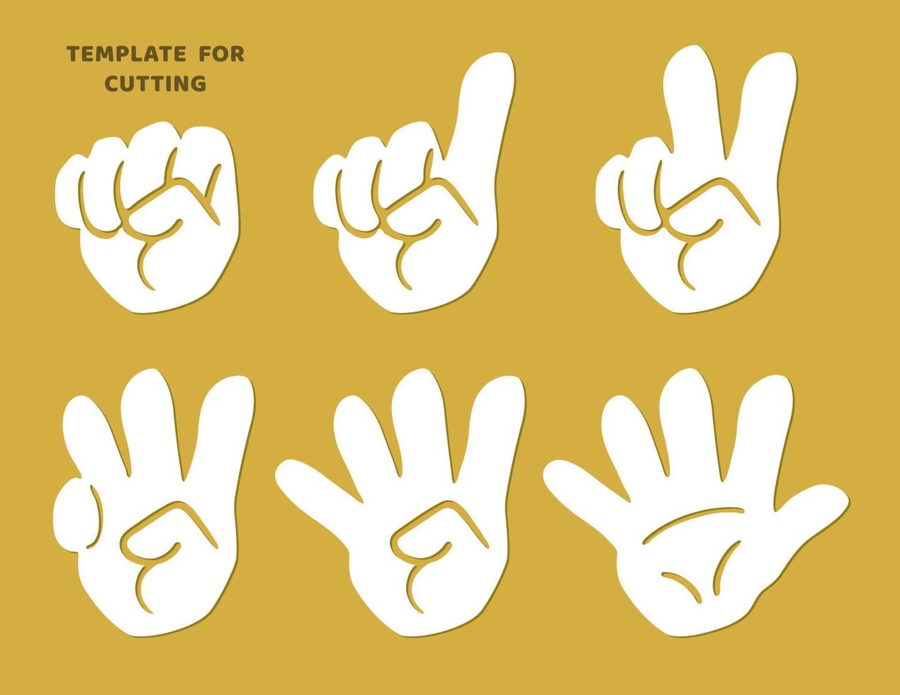 Hands with fingers. Template for laser cutting, wood carving, paper cut. Silhouettes for cutting. vector