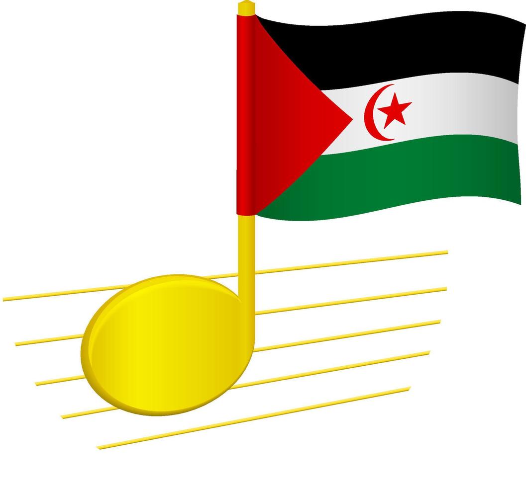 Sahrawi Arab Democratic Republic flag and musical note vector