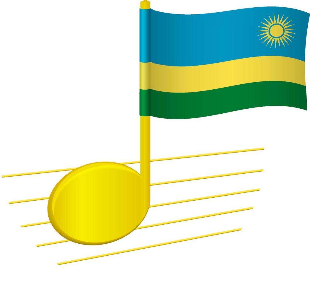Rwanda flag and musical note vector