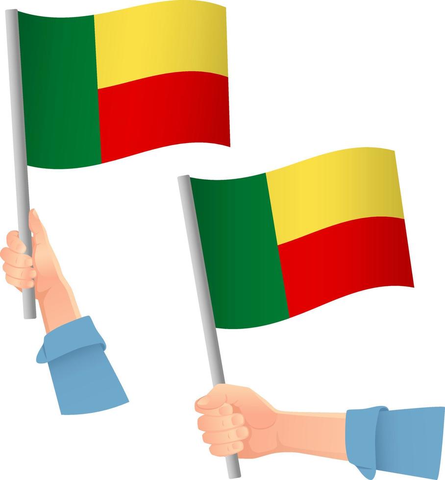 Benin flag in hand icon vector