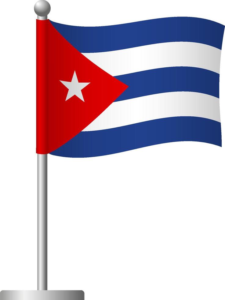 Cuba flag on pole icon vector