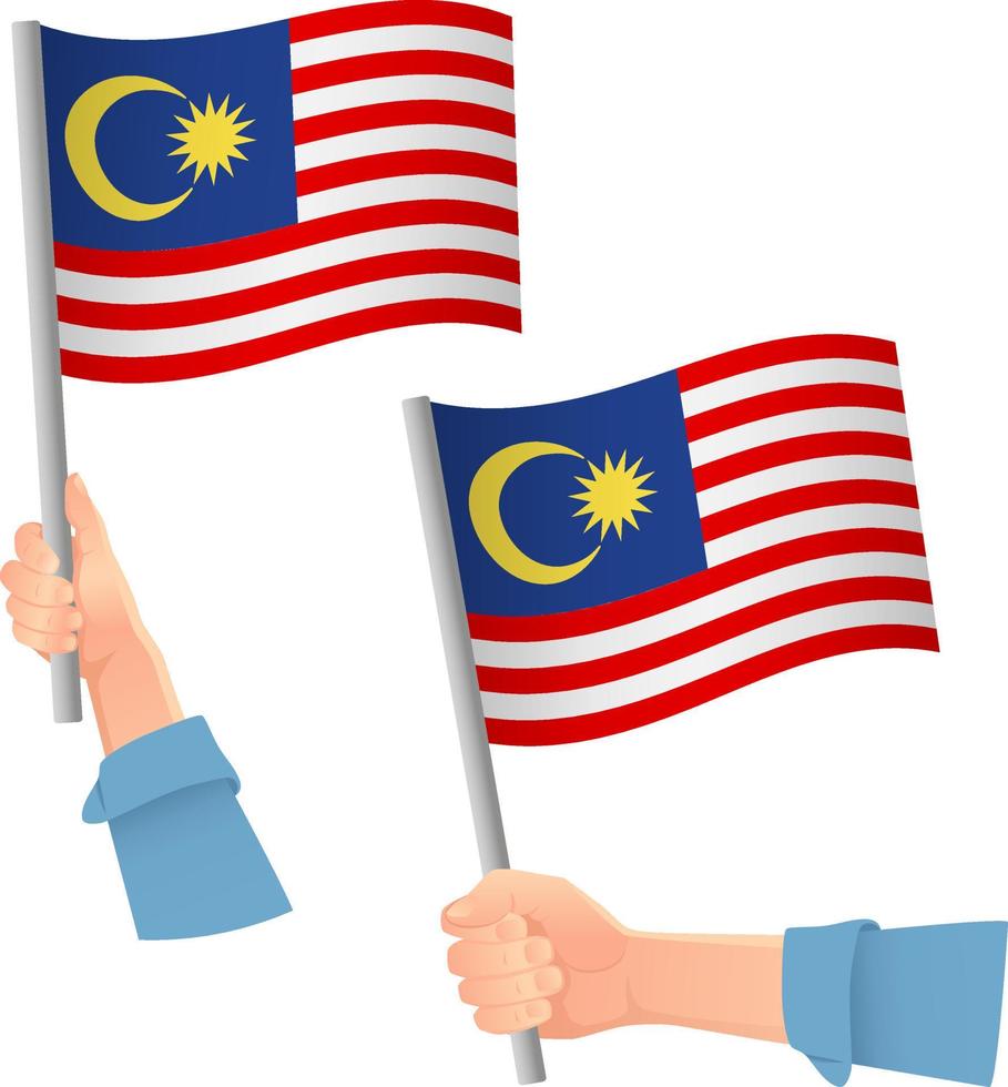 Malaysia flag in hand icon vector