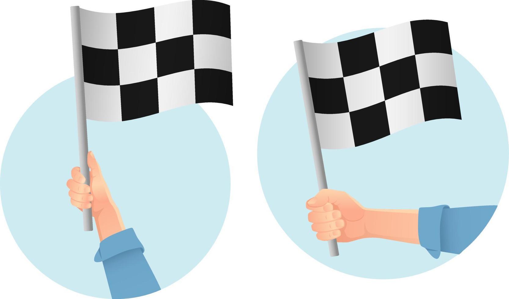 Start flag in hand icon vector