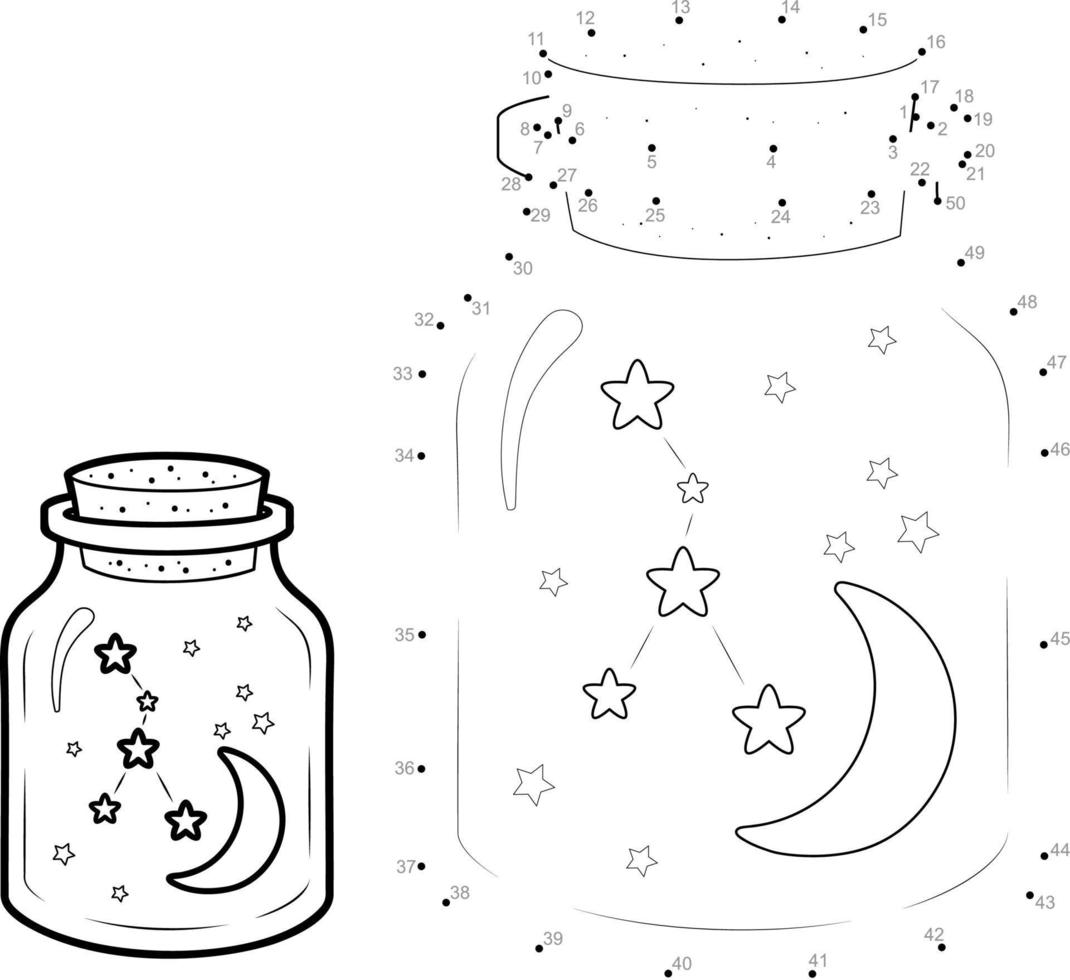 Dot to dot Christmas puzzle for children. Connect dots game. Christmas decoration vector