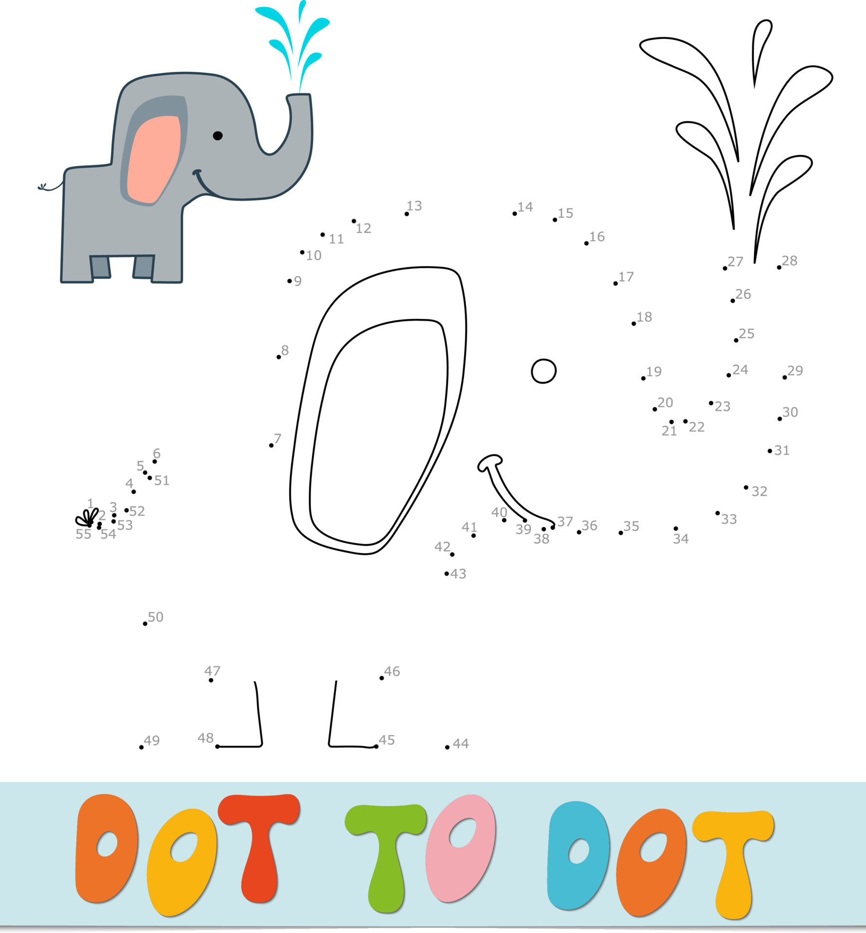 Dot to dot puzzle for children. Connect dots game. Elephant vector