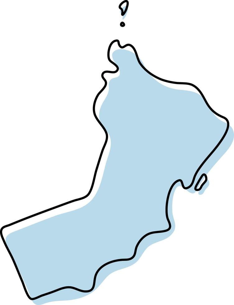 mapa de contorno simple estilizado del icono de omán. Croquis azul mapa de Omán ilustración vectorial vector