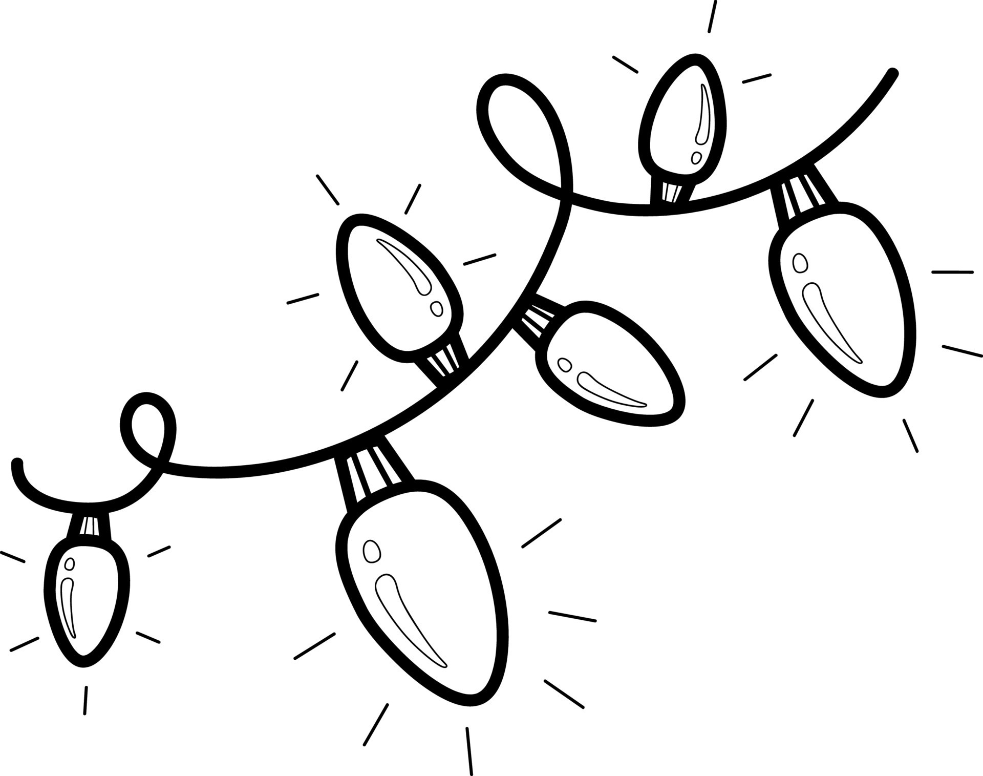 Christmas coloring book or page. Christmas garland black and white