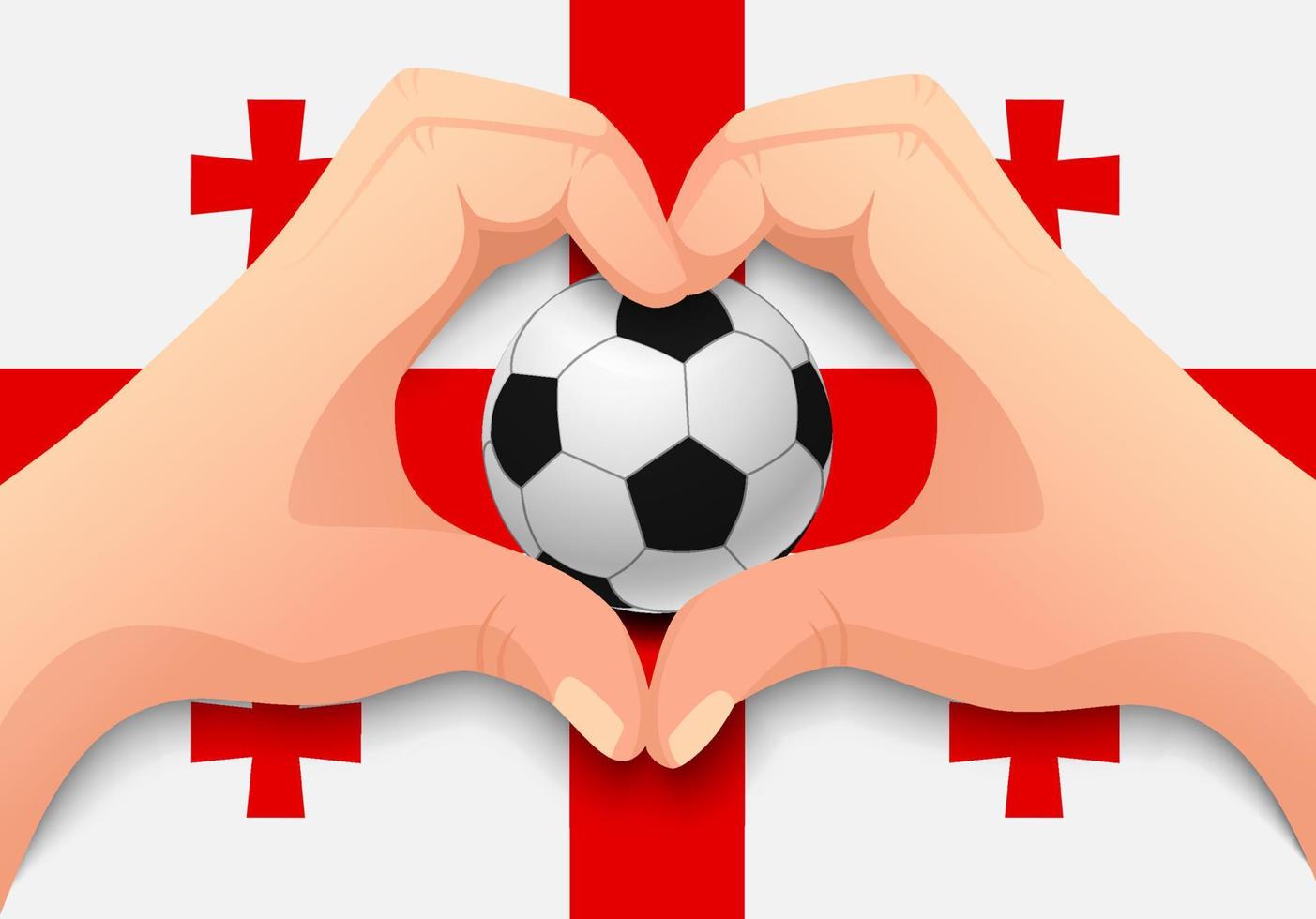 balón de fútbol de georgia y forma de corazón de mano vector