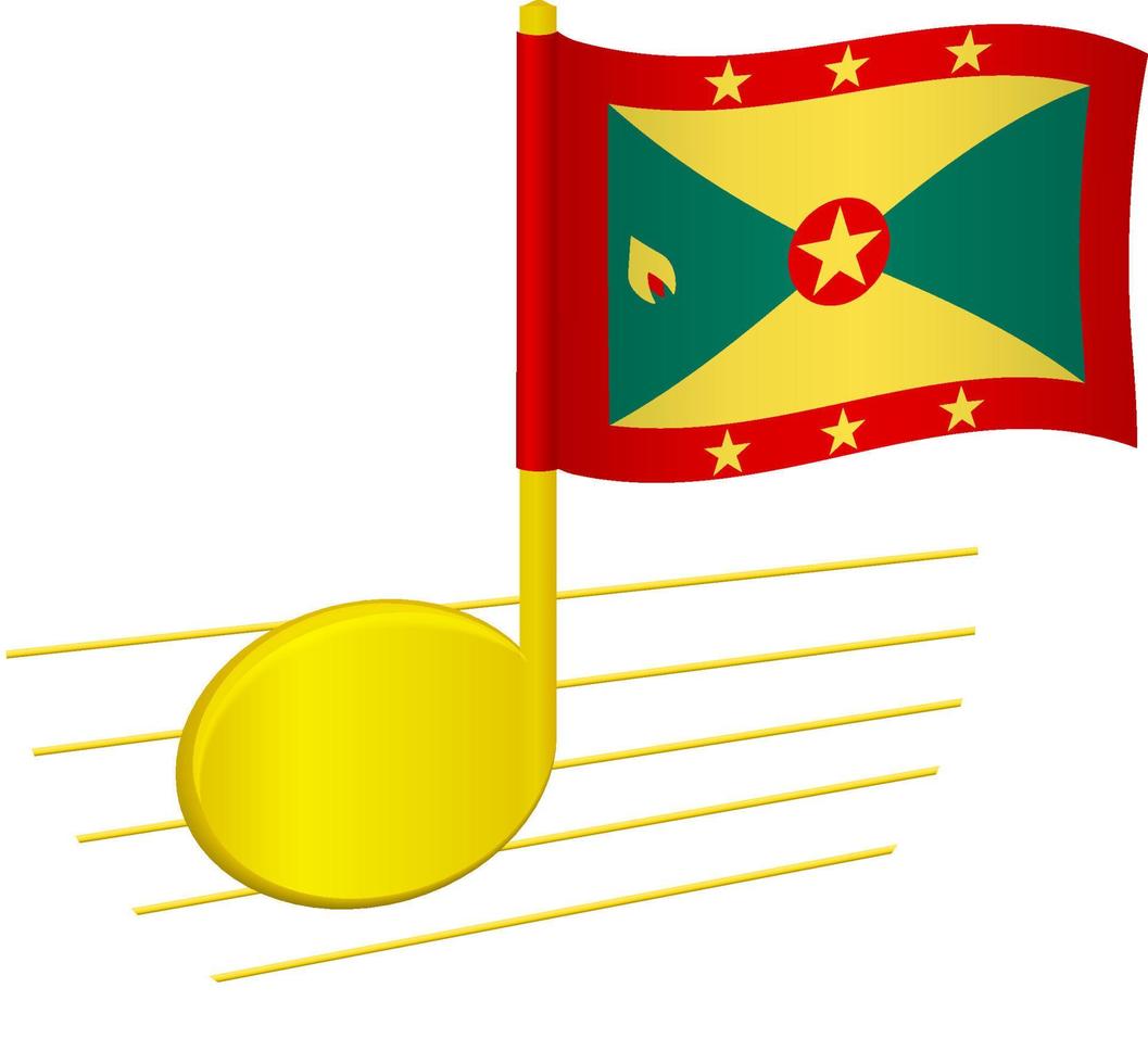 Grenada flag and musical note vector