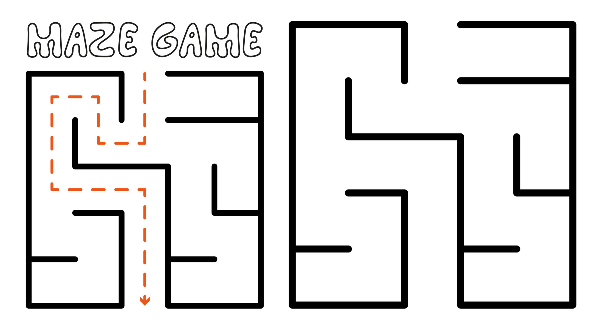 Maze game for kids. Simple Maze puzzle with solution 8717336 Vector Art