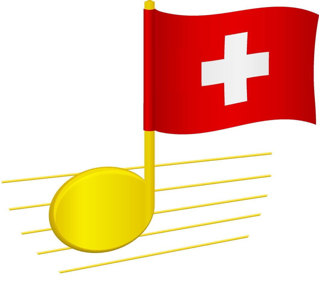 Switzerland flag and musical note vector