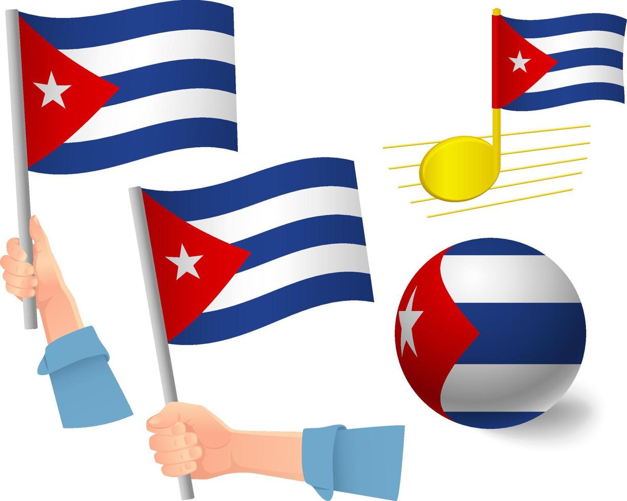 conjunto de iconos de bandera de cuba vector