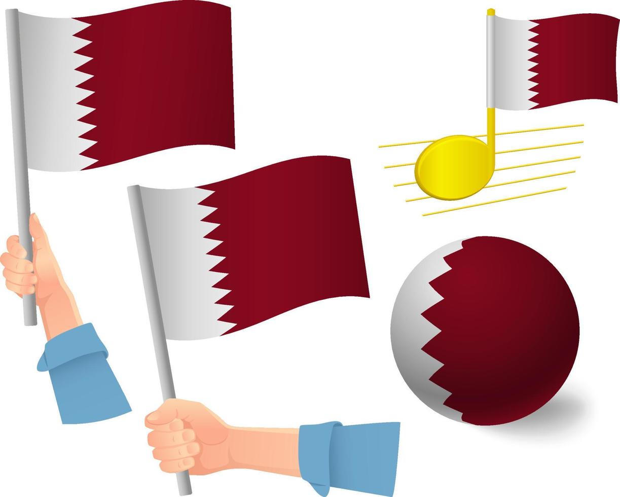 conjunto de iconos de bandera de qatar vector