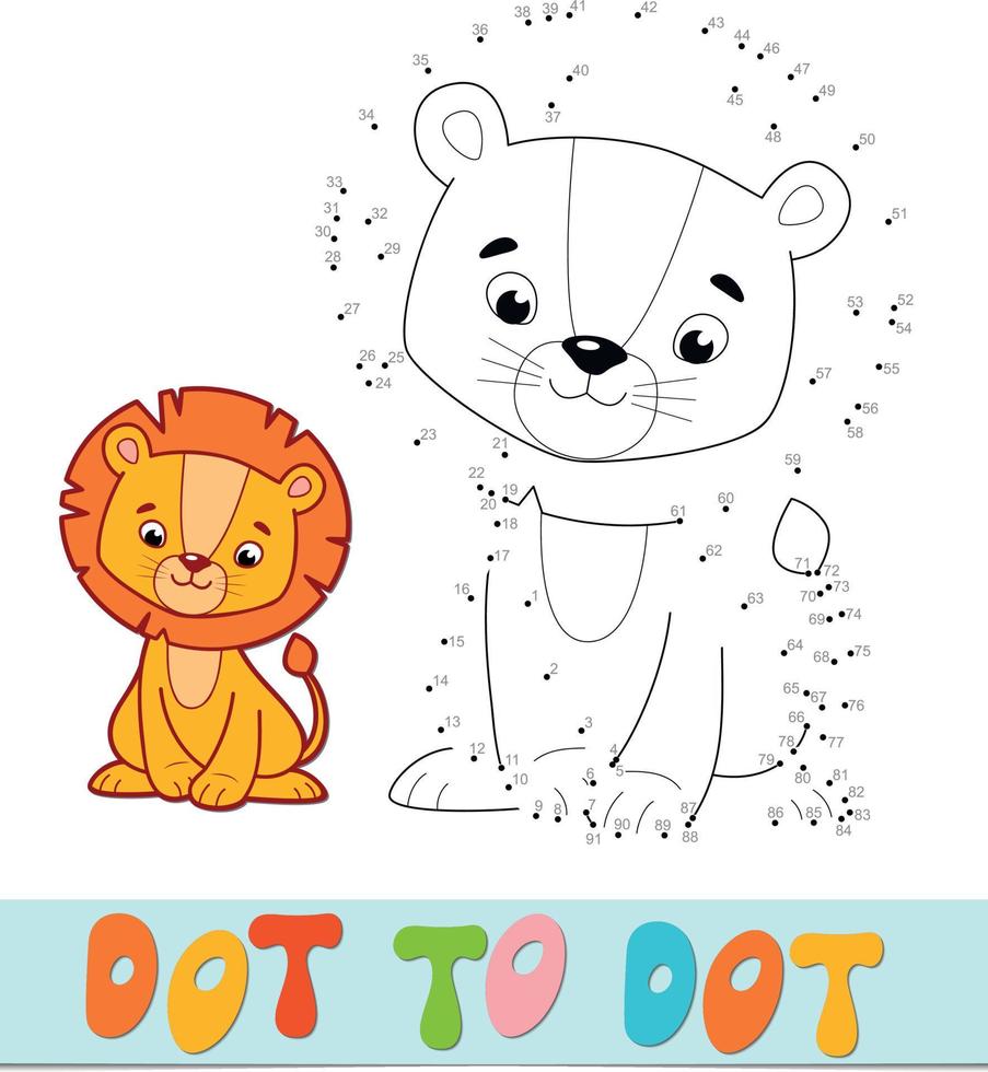 Dot to dot puzzle. Connect dots game. lion vector illustration