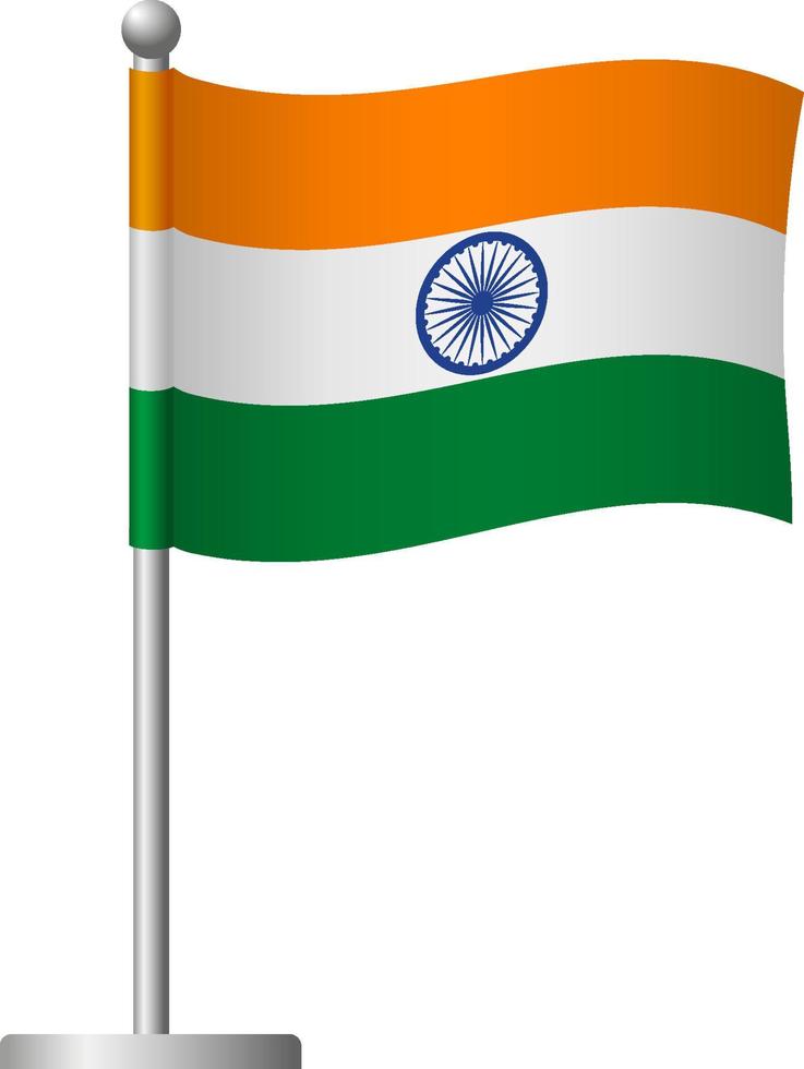 India flag on pole icon vector