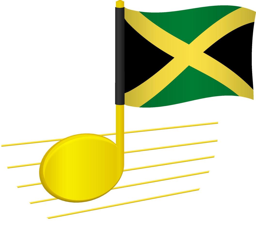 bandera jamaica y nota musical vector