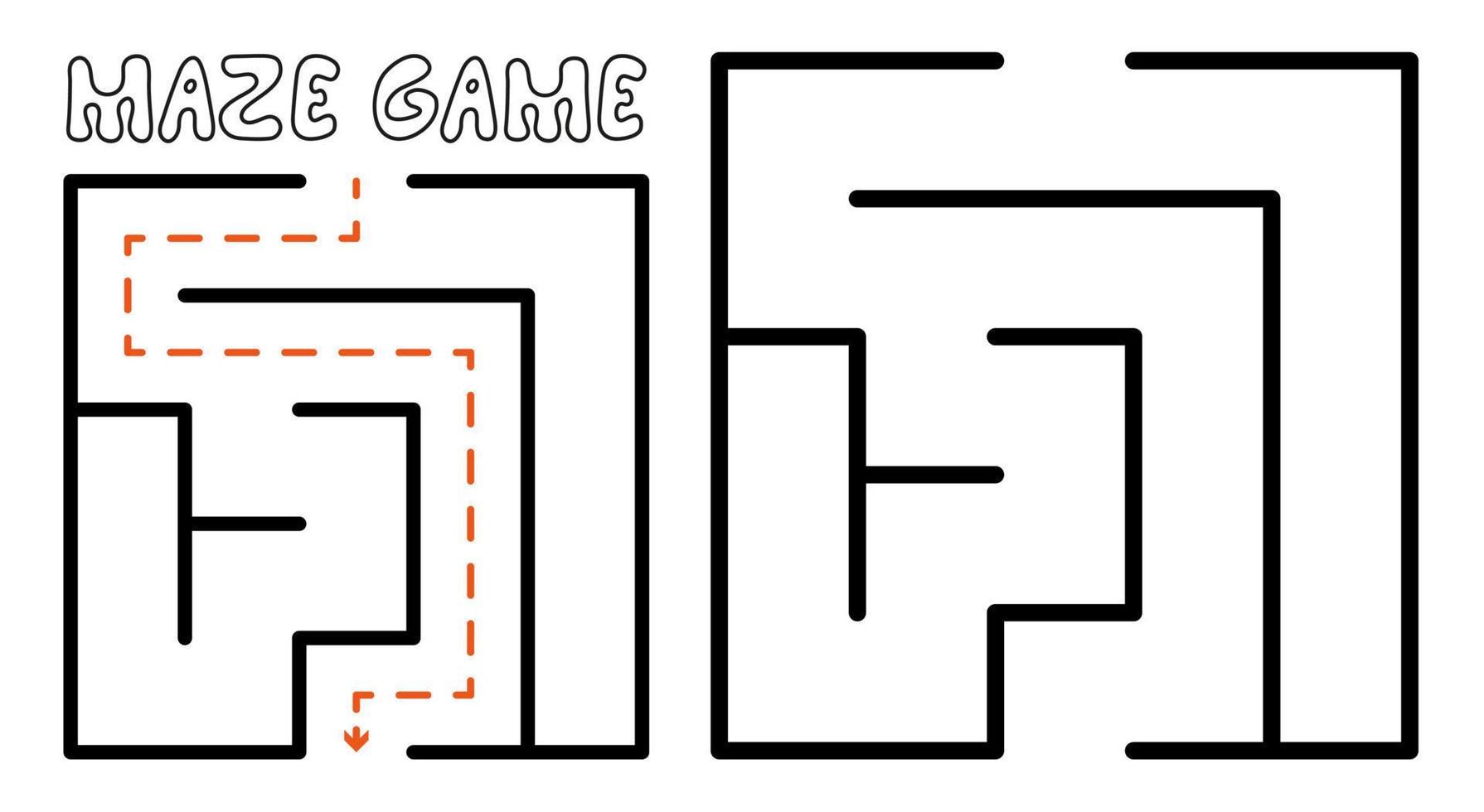 Maze game for kids. Simple Maze puzzle with solution 8717430 Vector Art