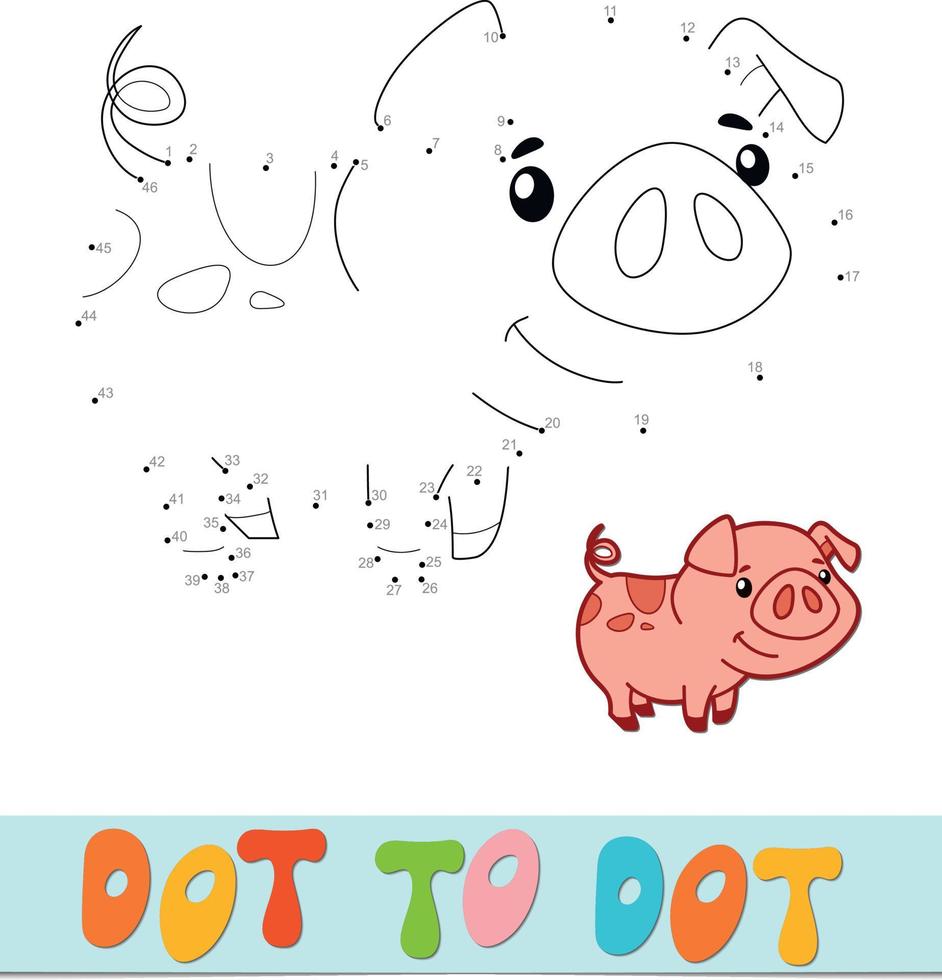 Dot to dot puzzle. Connect dots game. pig vector illustration