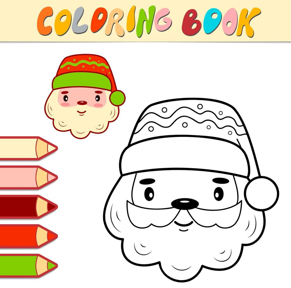 Coloring book or page for kids. Christmas Santa Claus black and white vector illustration