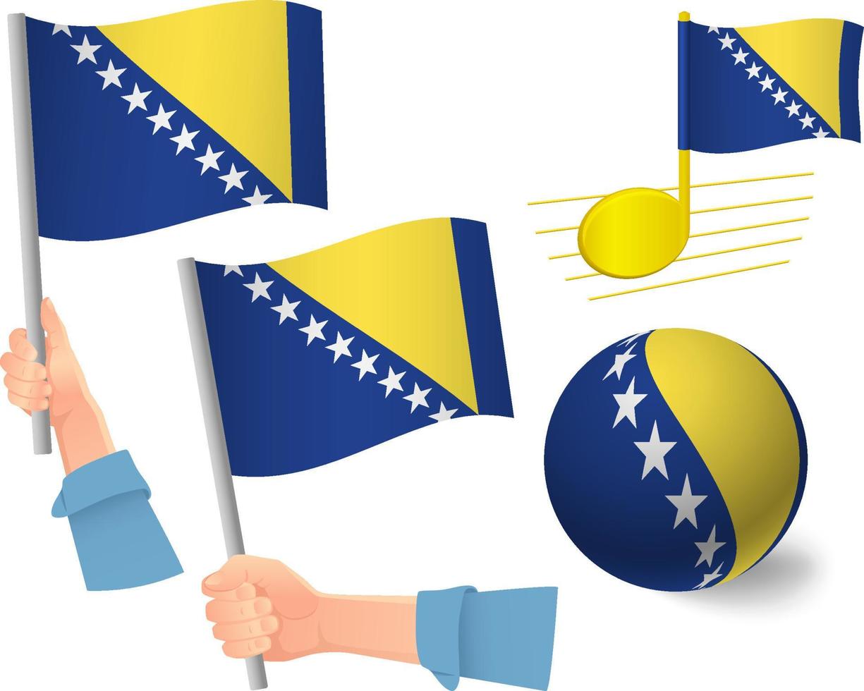 conjunto de iconos de bandera de bosnia y herzegovina vector