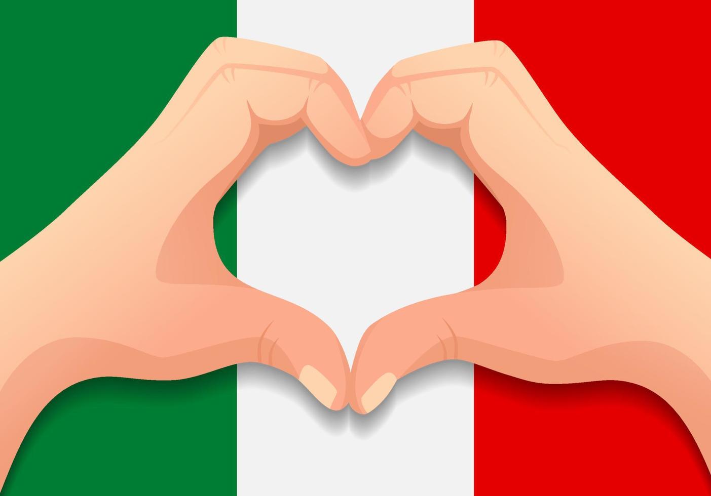 bandera de italia y forma de corazón de mano vector