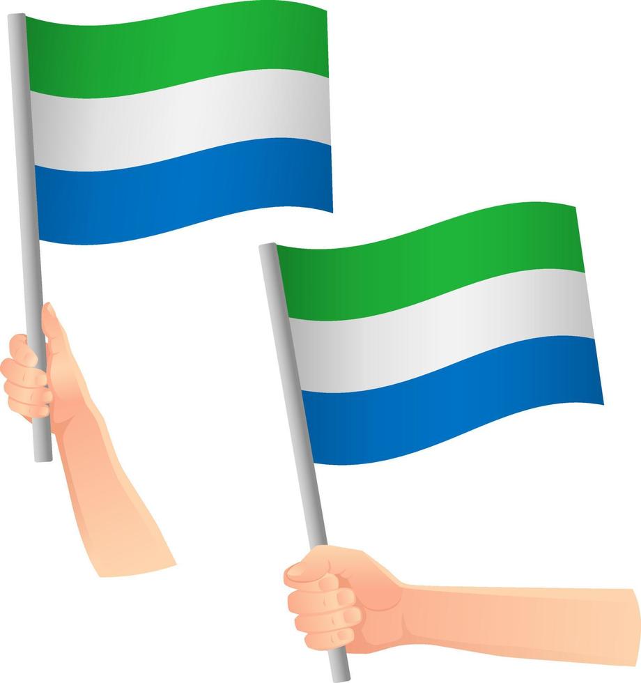 sierra leone flag in hand icon vector