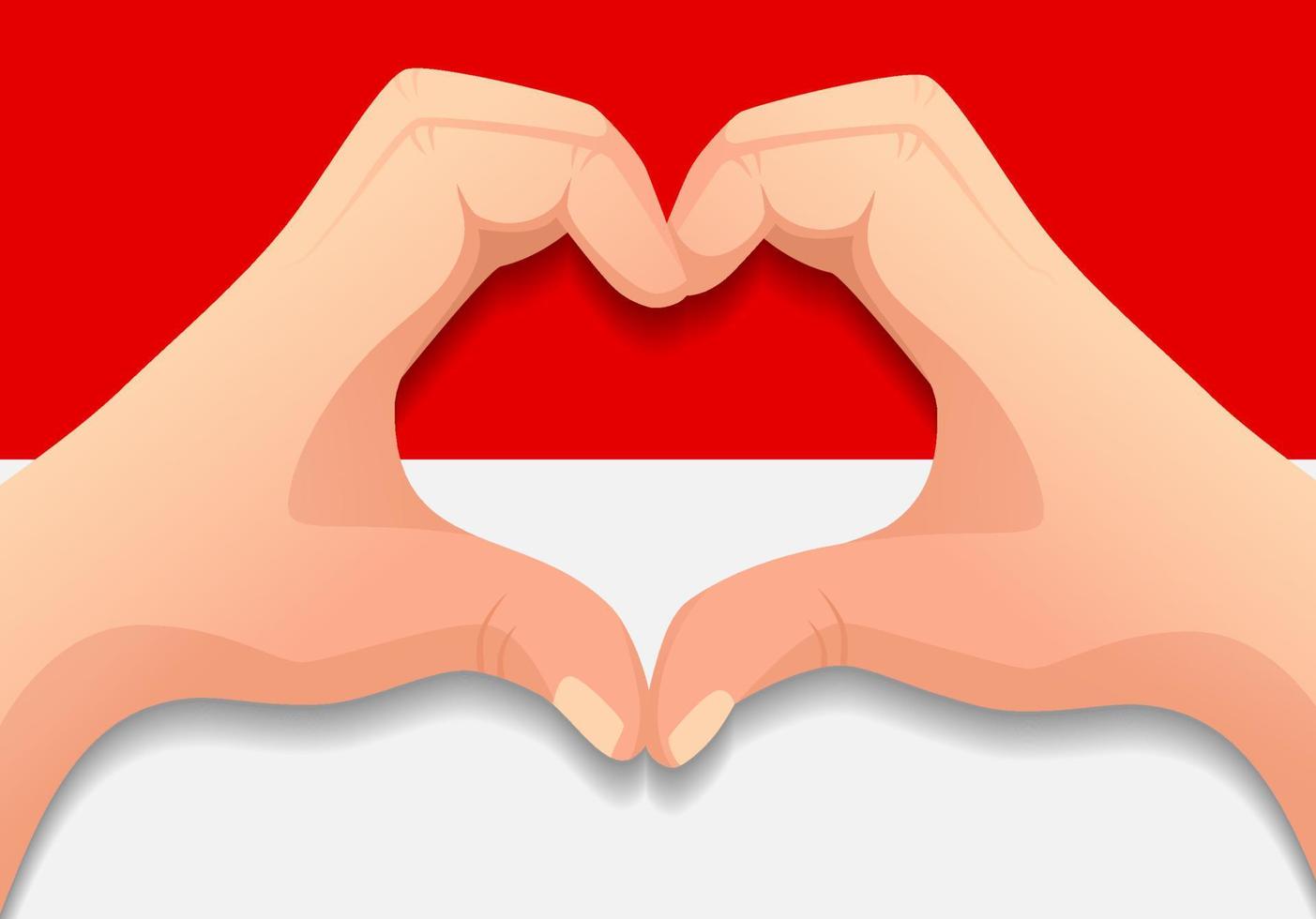 bandera de mónaco y forma de corazón de mano vector