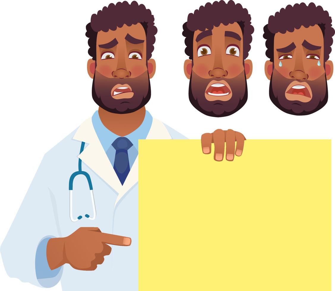 doctor holding blank banner - set vector