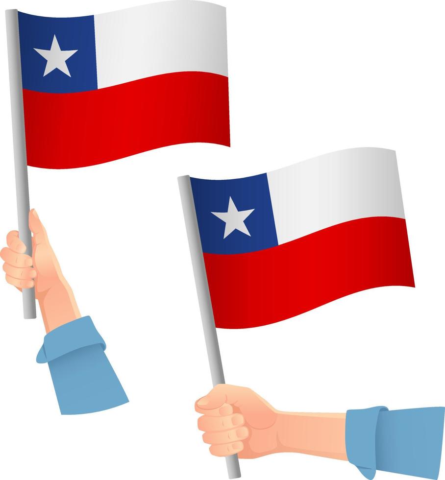 Chile flag in hand icon vector