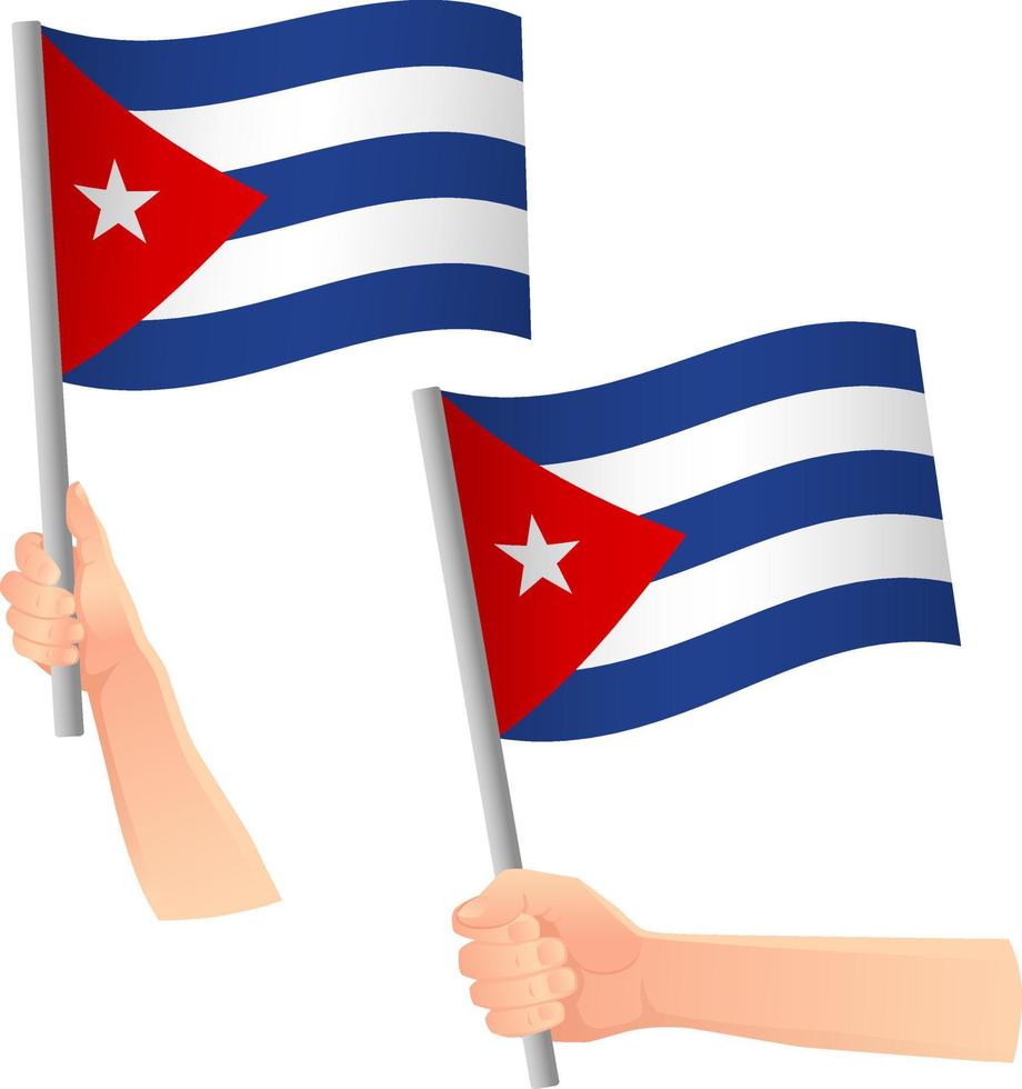 Cuba flag in hand icon vector