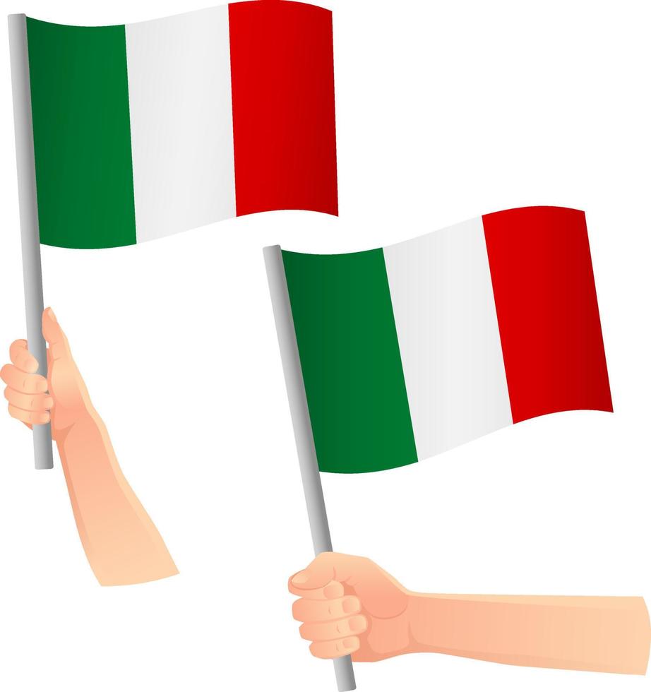 icono de la bandera de Italia en la mano vector