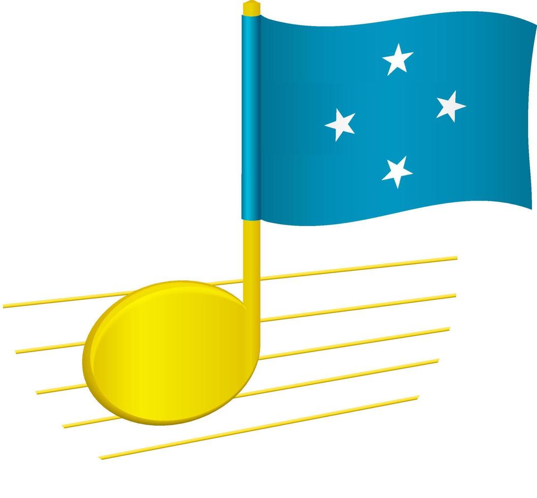 Micronesia flag and musical note vector