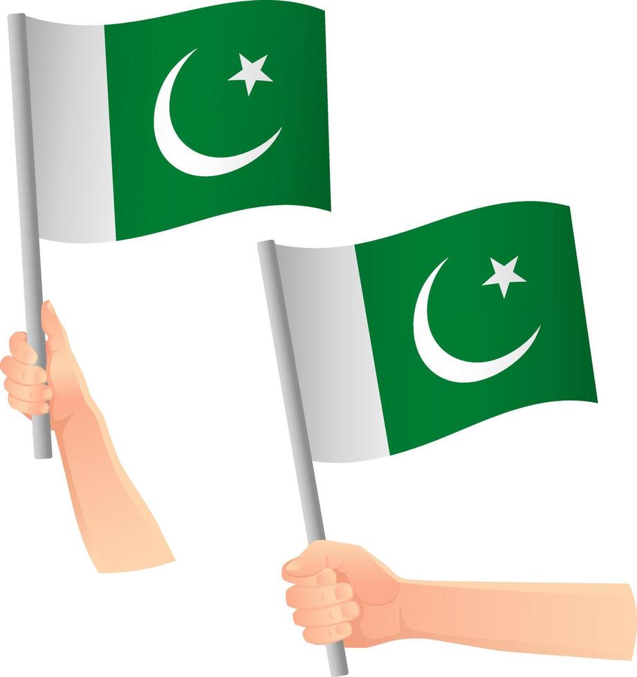 pakistán, bandera, en, mano, icono vector