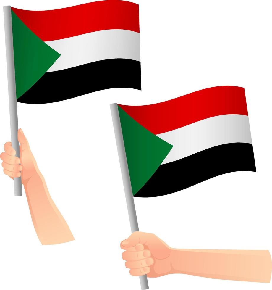 sudan flag in hand icon vector