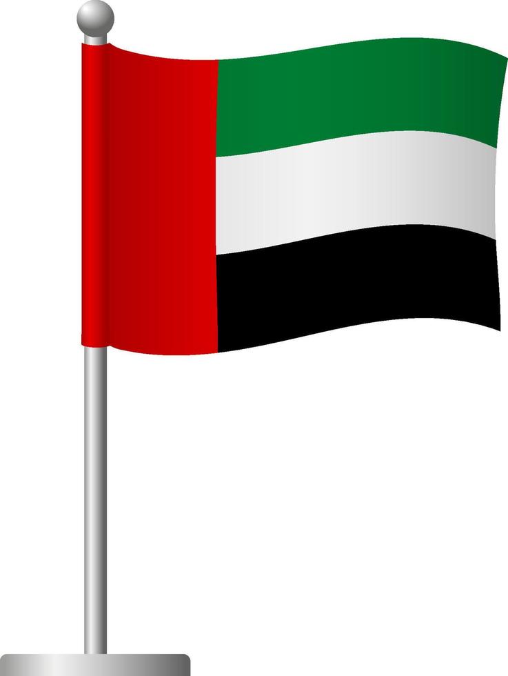 united arab emirates flag on pole icon vector