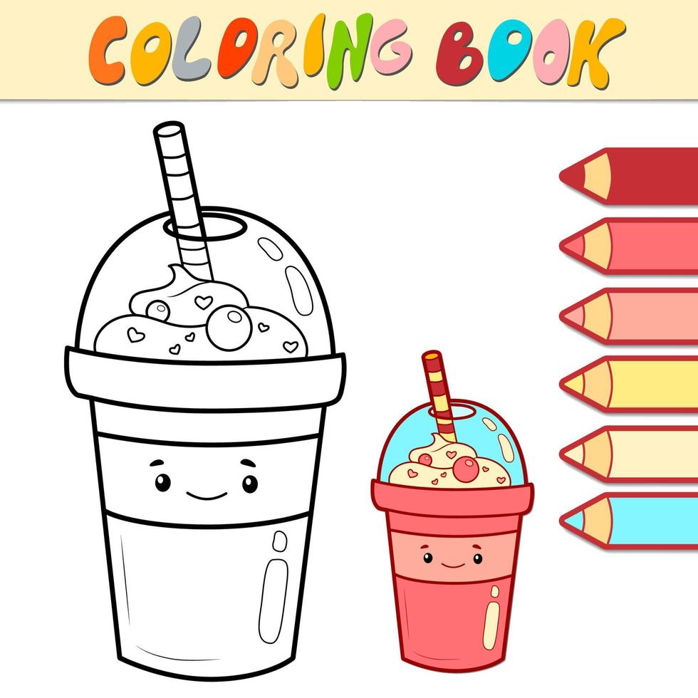 Coloring book or page for kids. drink black and white vector