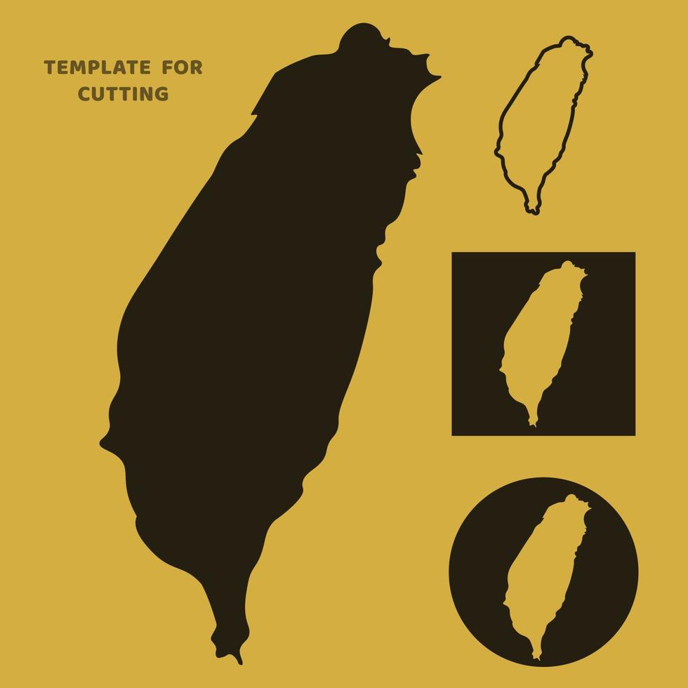 Taiwan map Template for laser cutting, wood carving, paper cut. Silhouettes for cutting. Taiwan map vector stencil.