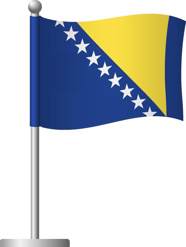 Bosnia and Herzegovina flag on pole icon vector