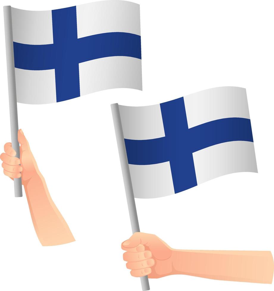 Finland flag in hand icon vector